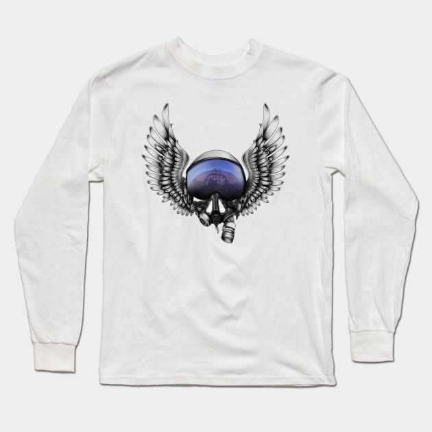 Airforce Helmet & Wings Long Sleeve T-Shirt by Psydrian